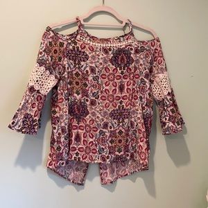 Kids XL cold shoulder floral paisley blouse